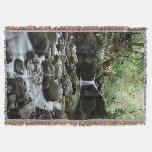 Hawaii, Maui, A waterfall flows into Blue Pool Throw Blanket