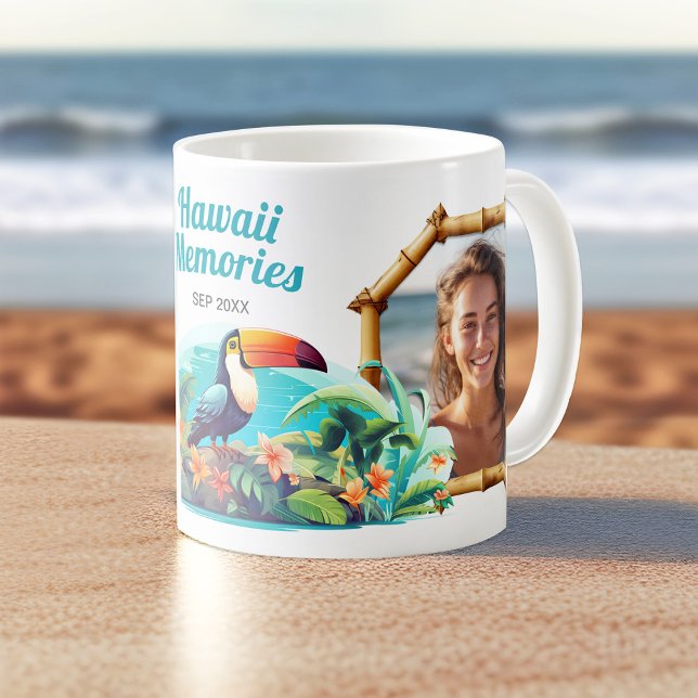 Hawaii Memories Photo Collage Souvenir Coffee Coffee Mug (Hawaii Memories Tropical Souvenir Coffee Mug. Customize it with your own cherished moments.)