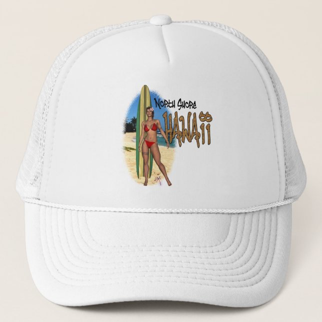 Hawaii North Shore Surfer Girl Hat (Front)