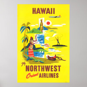 Hawaii - Northwest Orient Travel Poster Prints