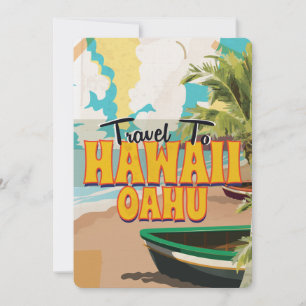 Hawaii OAHU Vintage Travel poster Invitation