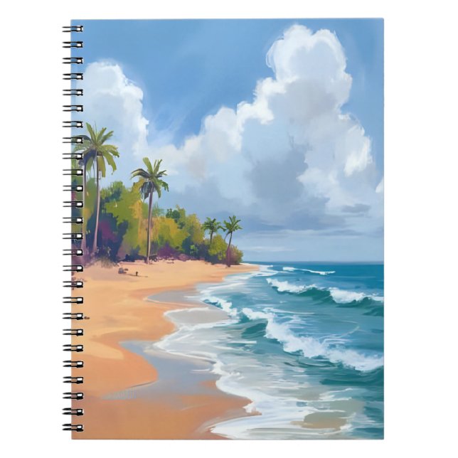 Hawaii Ocean Shore Watercolor Painting Notebook (Front)
