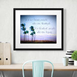 Hawaii Palm Trees Photo Thankful People Quote Poster<br><div class="desc">“It’s not happy people who are thankful. It’s thankful people who are happy.” Make your own happiness and be thankful for what you have while you gaze at this blue & purple softly lit photography poster of palm trees blowing in the Hawaiian breeze. You can easily personalise this poster plus...</div>