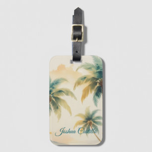 Hawaii Palms Calligraphy Simple Professional Name Luggage Tag