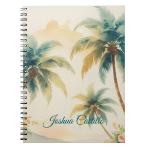 Hawaii Palms Calligraphy Simple Professional Name Notebook