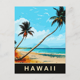 Hawaii, Palms on the sand beach, Travel Postcard