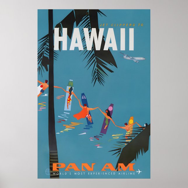 Hawaii - Pan American Clipper Travel Poster Prints (Front)