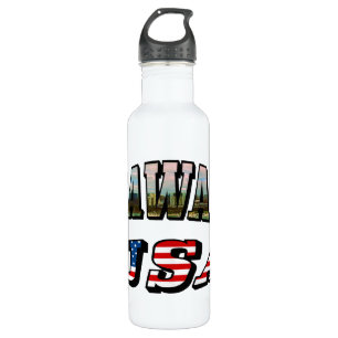 Hawaii Picture and USA Flag Text 710 Ml Water Bottle