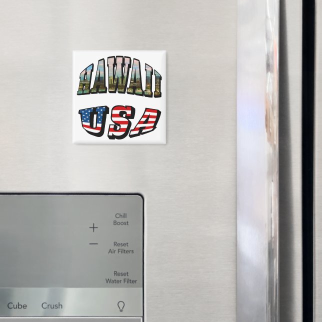 Hawaii Picture and USA Flag Text Magnet (In Situ (Fridge))