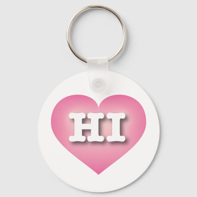 Hawaii Pink Fade Heart - I love HI Key Ring (Front)