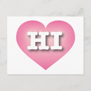 Hawaii Pink Fade Heart - I love HI Postcard