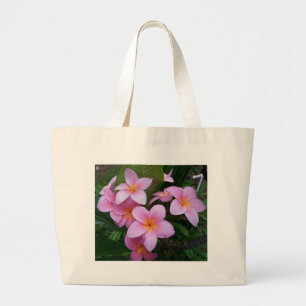 Hawaii Pink Plumeria Flowers Large Tote Bag