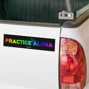 Hawaii Practice Aloha Rainbow Shaka (Hang loose) Bumper Sticker