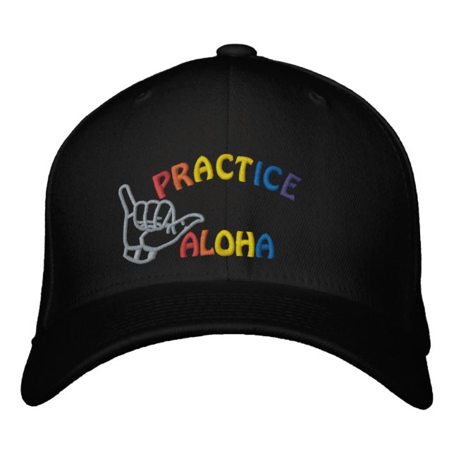 Hawaii Practice Aloha Shaka (Hang loose) Embroidered Hat (Front)