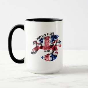 Hawaii Practice Aloha - Tribal Honu HIFlag Mug