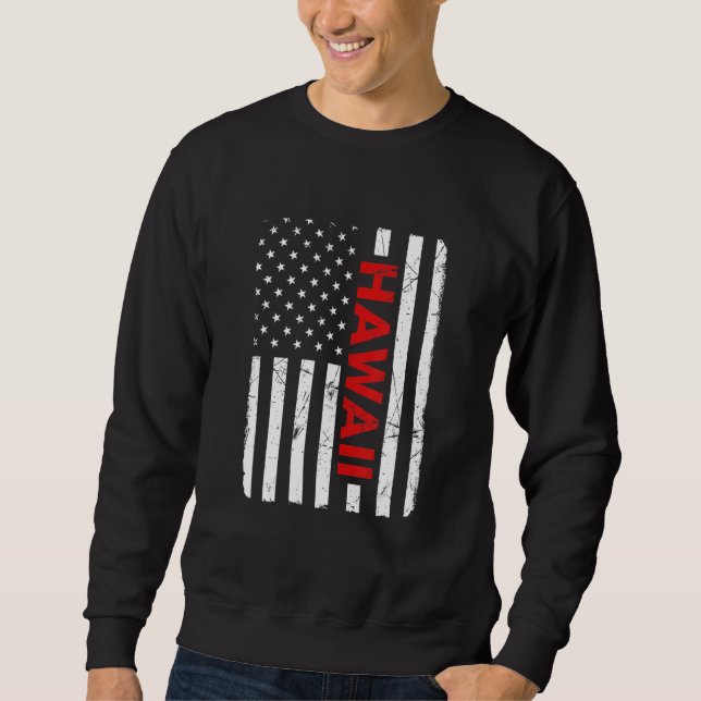 Hawaii Pride Retro Vintage Old American Flag Sweatshirt (Front)