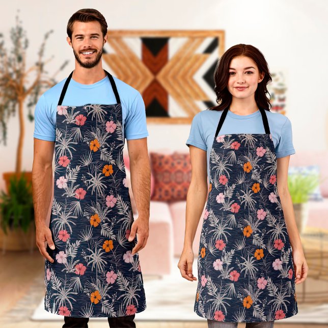 Hawaii Print Flower Cotton Aprons For Men & Women (Creator Uploaded)