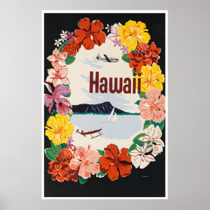 Hawaii Print Hawaiian Art Airline Travel Poster
