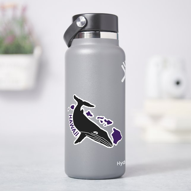 Hawaii Purple Islands Humpback Sticker (HydroFlask)