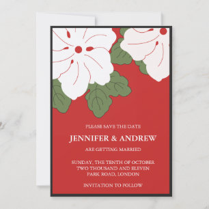 Hawaii Red Floral Save the date invites