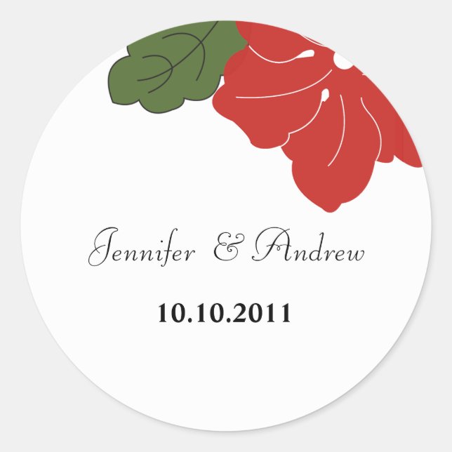 Hawaii Red Floral Wedding Sticker (Front)