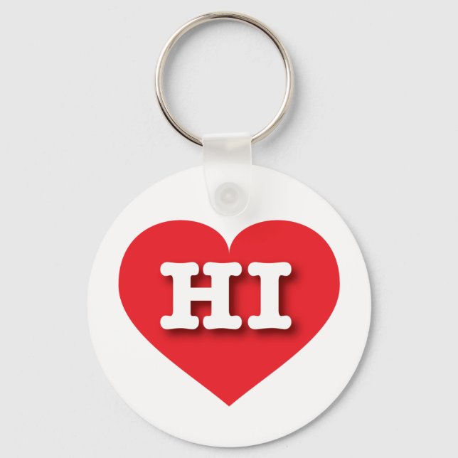 Hawaii Red Heart - Big Love Key Ring (Front)
