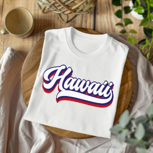 Hawaii Red White and Blue Vintage Script T-Shirt