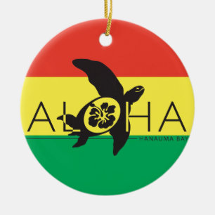 Hawaii Reggae Turtle Ceramic Tree Decoration