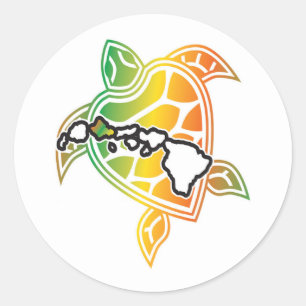 Hawaii Reggae Turtle Classic Round Sticker