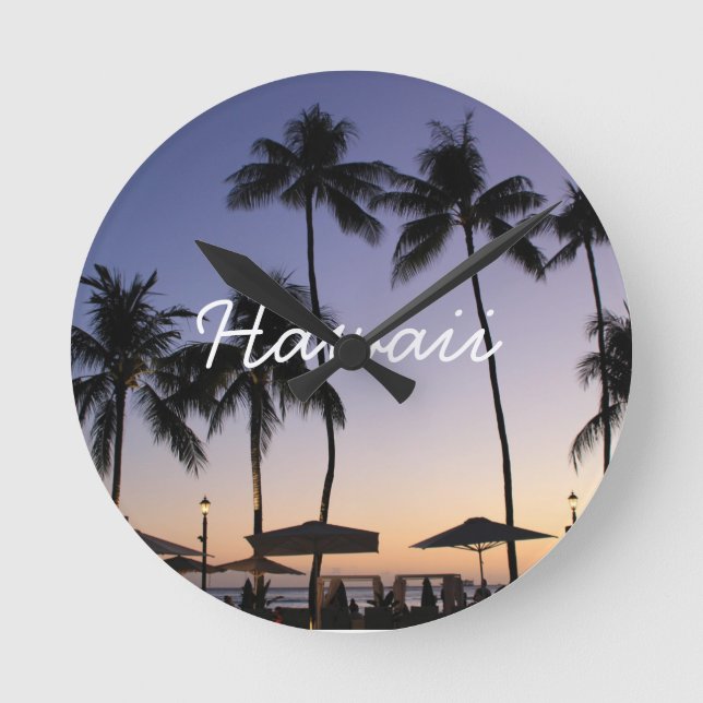 Hawaii resort sunset round clock (Front)