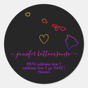Hawaii return address Signature rainbow Classic Round Sticker