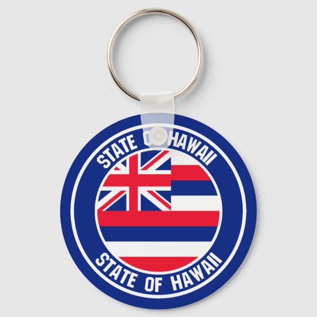 Hawaii Round Emblem Key Ring (Front)