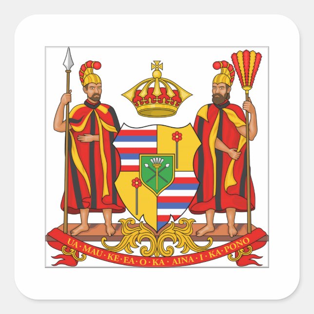 Hawaii Royal Coat of Arms Square Sticker (Front)