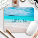 Hawaii Sandy Beach Blue Ocean Photo Custom Name Mouse Pad<br><div class="desc">Remind yourself of the fresh salt smell of the ocean air whenever you use this stunning vibrantly-coloured photography personalised name mousepad. Exhale and explore the solitude of an empty Hawaiian beach. Makes a great gift for someone special! Just type in the name of your choice and you can easily personalise...</div>