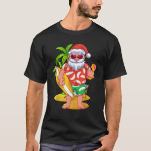 Hawaii Santa Claus Surfing Tropical Summer Christm T-Shirt