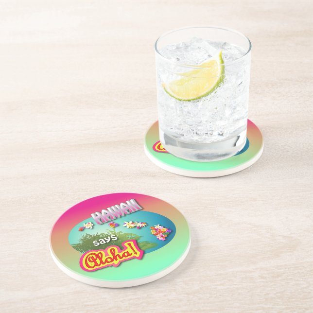 Hawaii Says Aloha! Coaster (Side)