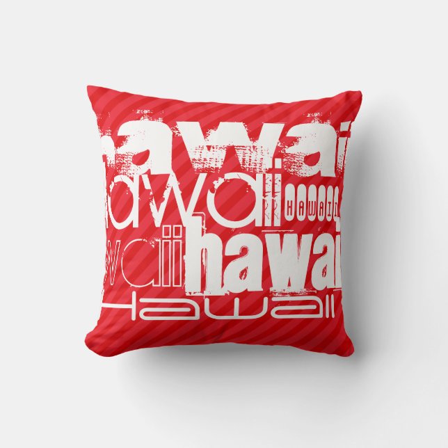 Hawaii; Scarlet Red Stripes Cushion (Front)