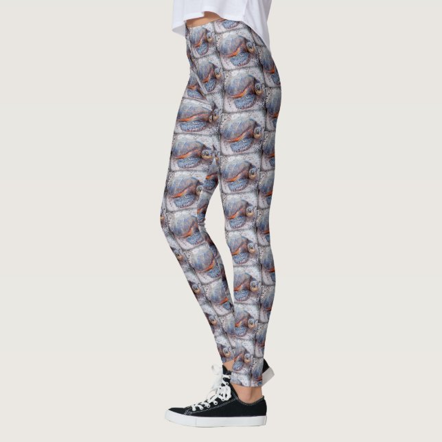 Hawaii Sea Turtle Honu Pattern Tropical Stylish Leggings (Left)