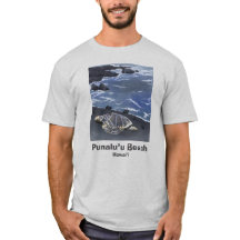 Hawaii Sea Turtle on Black Sand Beach T-Shirt