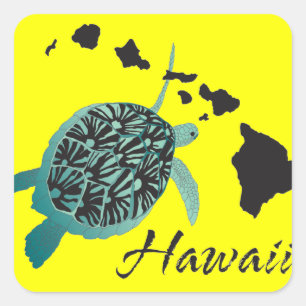 Hawaii Sea Turtle Square Sticker