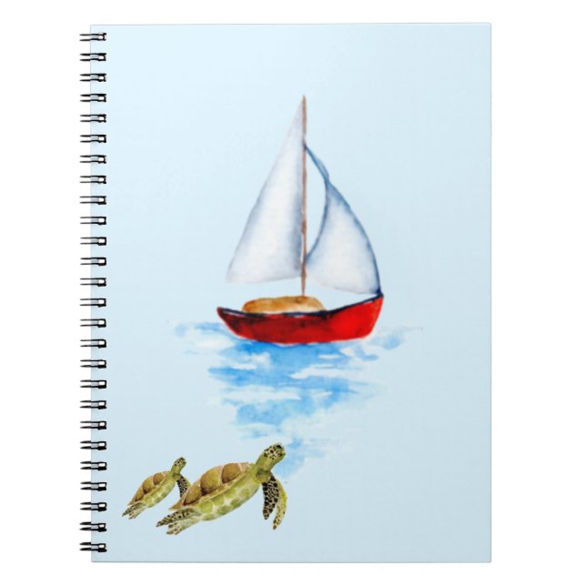 Hawaii sea turtles marine ocean sailboat notebook (Front)