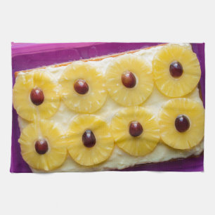 Hawaii slices with pineapple on rustic wood tea towel