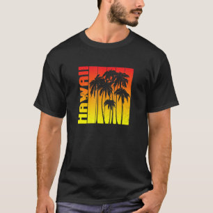 Hawaii Souvenir Palm Trees Sunset Retro T-Shirt