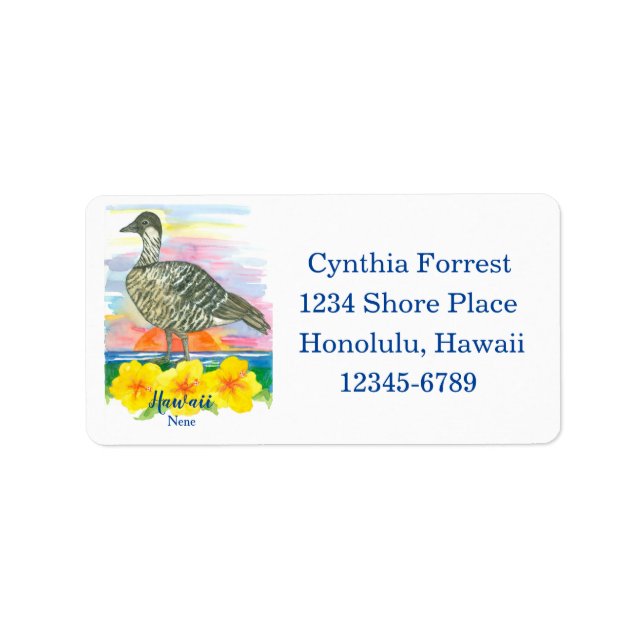 Hawaii State Bird Hibiscus Return Address Label (Front)