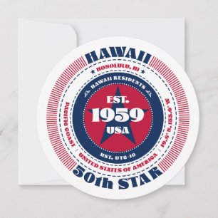 Hawaii State Circular Typography Flat Card