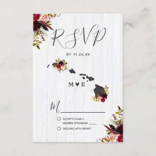 Hawaii State Destination Rustic Wedding RSVP