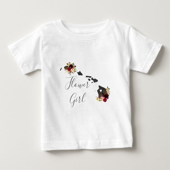 Hawaii State Destination Wedding Flower Girl Baby T-Shirt (Front)