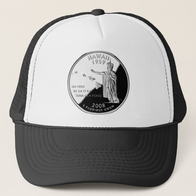 Hawaii State Faux Quarter Trucker Hat (Front)