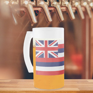 Hawaii State Flag Frosted Glass Beer Mug