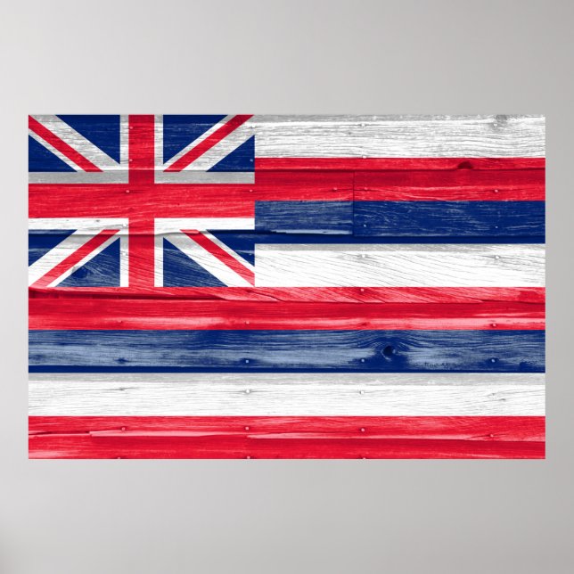 Hawaii State Flag Grunge Poster (Front)